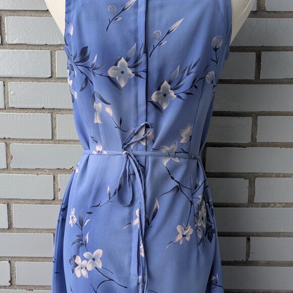 Vintage 1990's Carol Ann maxi summer blue flowery tropical  maxi dress XS to M - Picture 4 of 6